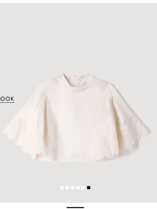 Sandro Tops - Sandro Satin Cape-Effect Crop Top - Cream